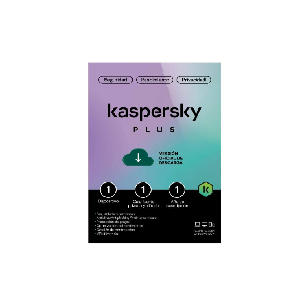 Licencia base kaspersky Plus 1 dispositivo 1 año